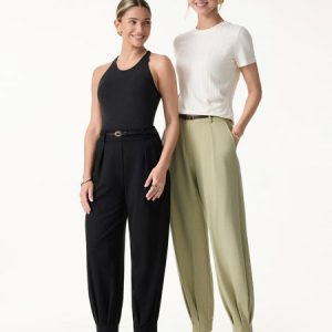 Stretch Linen-Like Wrinkle-Resistant Tapered Pant