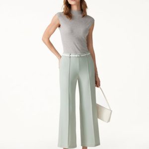 Lyocell Spacer Knit Cropped Straight-Leg Pants with Pockets
