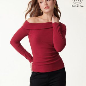 Eco-Mousse® Asymmetrical Neck Long Sleeve Bra Top