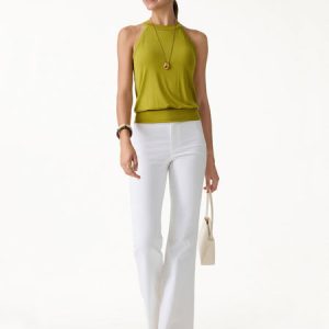 Halter Neck Banded Hem Bra Tank