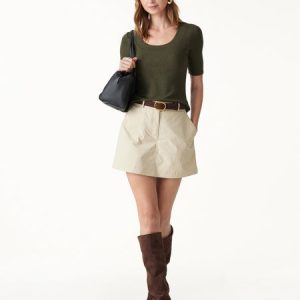 Eco-Mousse® Slub U-Neck Elbow Sleeve Bra Top