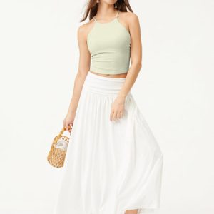 Tie Back Bandless Crop Bra Tank Top