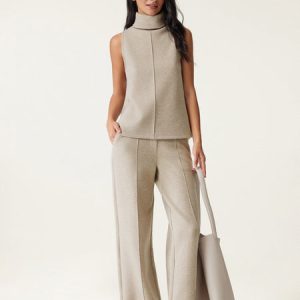 High Waisted Warm Straight Leg Pull On Pant