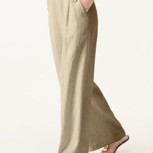 Breezy Linen-Like Mid Rise Wide Leg Pant with Pockets