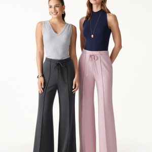 Lyocell Spacer Knit High-Rise Flare Pants with Pockets