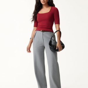 Square Neck Elbow Sleeve Bra Top