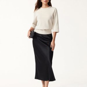 Sandwashed Spacer Crewneck 3/4 Sleeve Top