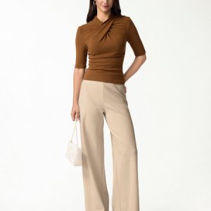 Ponte High-Rise Wide-Leg Pants with Pockets