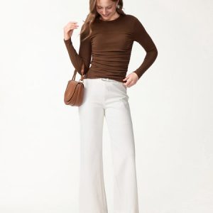 Eco-Mousse® Roundneck Long Sleeve Ruched Bra Top