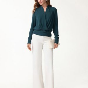 Eco-Mousse® Surplice Long Sleeve Banded Hem Top