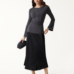 Eco-Mousse® Round Neck Bell Sleeve Ruched Bra Top