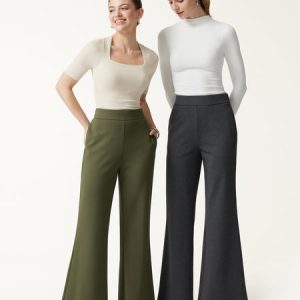 Ponte High-Rise Wide-Leg Pants with Pockets