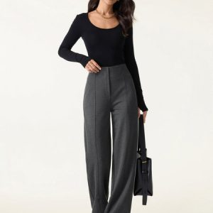Ponte High-Rise Straight-Leg Pants with Pockets
