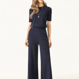 Lyocell Wool Mid Rise Wide Leg Pull-on Pant with Pockets