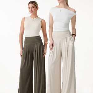 Sandwashed Super Flowy Tucked Palazzo Pant with Pockets