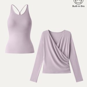 Two-Piece Set Cami with Surplice Top