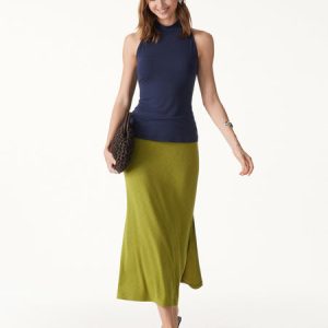 Lyocell-Wool Knit Mock Neck Bra Top