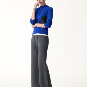 Merino-Blend Drawstring Wide-Leg Knit Pants