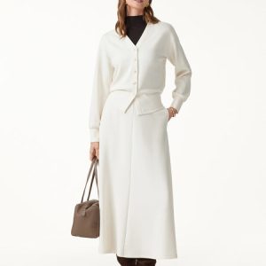 Modal Spacer Knit V-Neck Long Sleeve Button-Down Cardigan