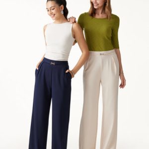 Ponte High-Rise Wide-Leg Pants with Pockets