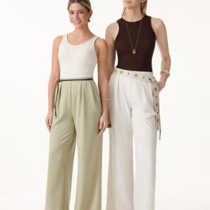 Airy Stretch Linen-Like Wide Flare Pant with Pockets