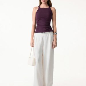 Plantive Chic Square Neck Ruched Rib Bra Tank