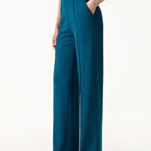 4-Way Stretch Drapey High Rise Wide Leg Ankled Pant