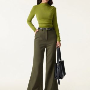 Mock Neck Long Sleeve Ruched Bra Top