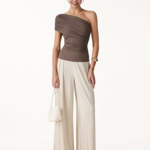 One Shoulder Gathered Bra Top